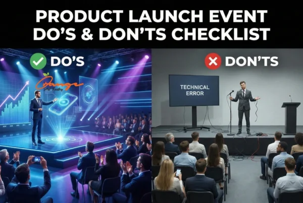 Stage setup showing Product Launch Event Do's and Don'ts checklist